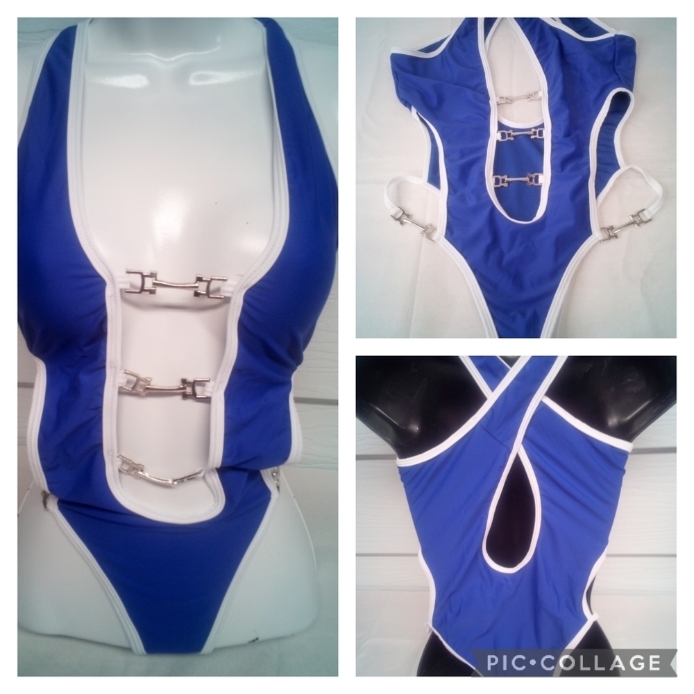 Blue one piece swimsuit - Picture 7 of 10